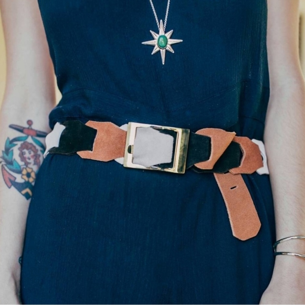 NWT // Loretta Belt // Brown and Black Belt with Gold Buckle